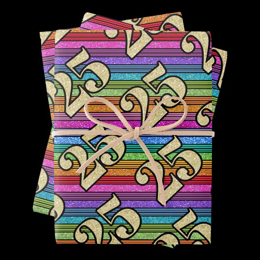 25e Verjaardag Gouden Getallen Glitter Regenboog S Inpakpapier Vel