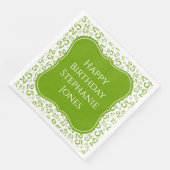 25e Verjaardag Groen/Wit Beugel Getal Patroon Servet (Hoek)