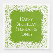 25e Verjaardag Groen/Wit Beugel Getal Patroon Servet (Voorkant)