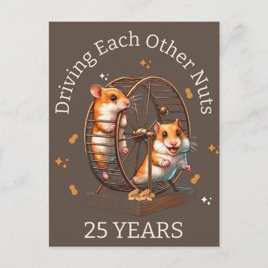 25e verjaardag  hamsters Drijven elkaar gek Briefkaart (Voorkant)