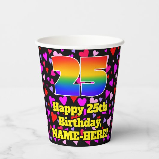 25e verjaardag: Het liefhebbende Kunstpatroon, Reg Papieren Bekers (Achterkant)