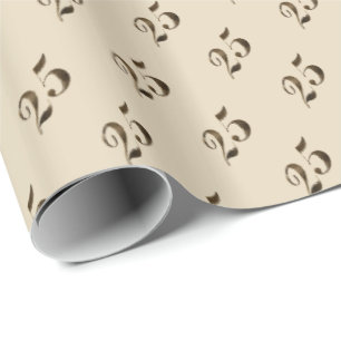 25e verjaardag Jubileum Beige Gold Number 25 Cadeaupapier