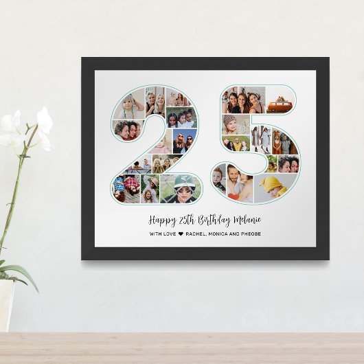 25e verjaardag Jubileum nummer 25 Fotocollage Poster