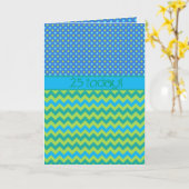 25e verjaardag Kaart: Polka Dots and Chevrons Kaart (Gele Bloem)