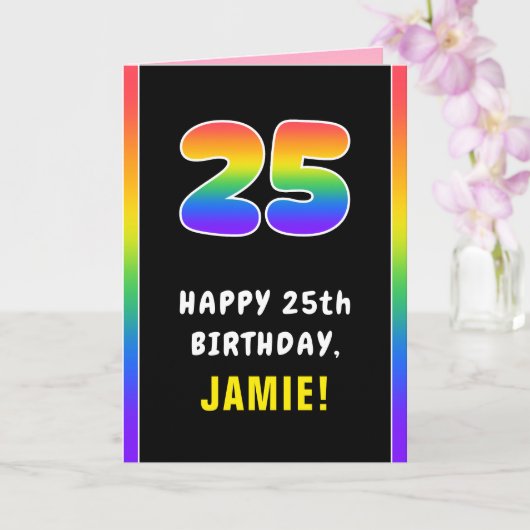 25e verjaardag: Kleurrijke Regenboog # 25, Aangepa Kaart (Orchidee)