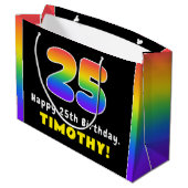 25e verjaardag: kleurrijke regenboog # 25, Naam va Groot Cadeauzakje (Achterkant Gekanteld)