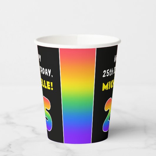 25e verjaardag: kleurrijke regenboog # 25, Naam va Papieren Bekers (Links)