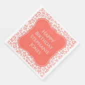 25e Verjaardag Koraal/Witte Beugel Getal Patroon Servet (Hoek)