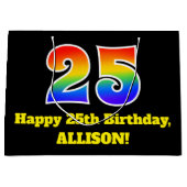 25e verjaardag ~ Leuk, Kleurrijk, Levendig, Regenb Groot Cadeauzakje (Voorkant)