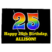 25e verjaardag ~ Leuk, Kleurrijk, Levendig, Regenb Groot Cadeauzakje (Achterkant)