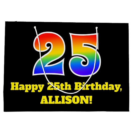 25e verjaardag ~ Leuk, Kleurrijk, Levendig, Regenb Groot Cadeauzakje (Achterkant)