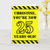 25e verjaardag: leuke stencil stijl tekst, aangepa kaart (Gele Bloem)