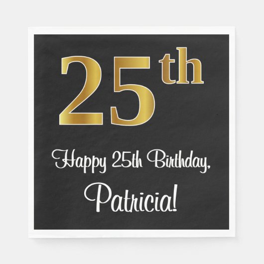 25e verjaardag ~ Luxurieuze Faux Gold-look # Servet (Voorkant)