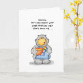 25e verjaardag met bakken Hippo - Personaliseer Kaart (Gele Bloem)