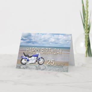 25e verjaardag met een motorfiets kaart