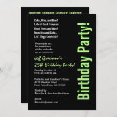 25e verjaardag Modern Black Lime Green Sjabloon Kaart (Voorkant / Achterkant)