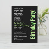 25e verjaardag Modern Black Lime Green Sjabloon Kaart (Staand voorkant)