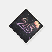 25e verjaardag Neon Sign On Black Napkins Servet (Hoek)