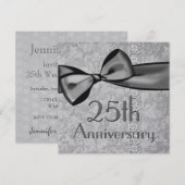 25e Verjaardag Nep Satijn Lint Metallic Papier Kaart (Voorkant / Achterkant)