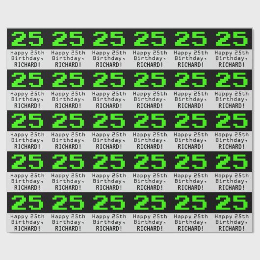 25e verjaardag - Nerdy / Geeky Style "25" en naam Cadeaupapier (Vlak)