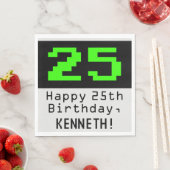 25e verjaardag - Nerdy / Geeky Style "25" en naam Servet (Insitu)
