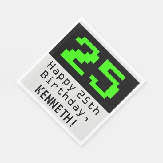 25e verjaardag - Nerdy / Geeky Style "25" en naam Servet (Hoek)