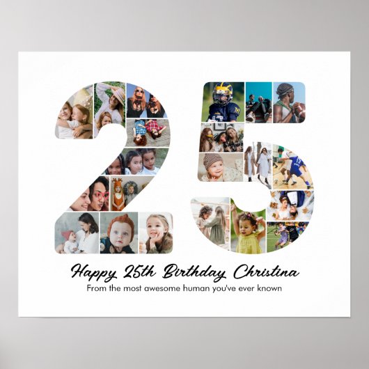 25e Verjaardag Nummer 20 Fotocollage Jubileum Poster (Voorkant)