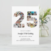 25e verjaardag nummer 25 aangepaste fotocollage kaart (Staand voorkant)