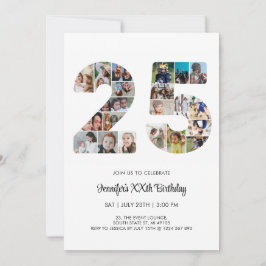 25e verjaardag nummer 25 aangepaste fotocollage kaart