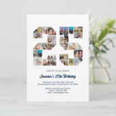 25e verjaardag nummer 25 aangepaste fotocollage kaart (Staand voorkant)
