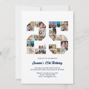 25e verjaardag nummer 25 aangepaste fotocollage kaart