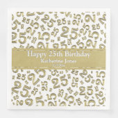 25e verjaardag Nummer nummer patroon Gold/wit Servet (Voorkant)