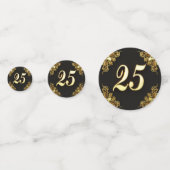 25e verjaardag of Jubileum Regal Gold en Black Confetti (Voorkanten)