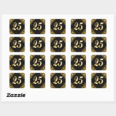 25e verjaardag of Jubileum Regal Gold en Black Vierkante Sticker (Vel)