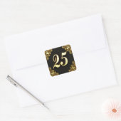 25e verjaardag of Jubileum Regal Gold en Black Vierkante Sticker (Envelop)