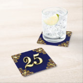 25e verjaardag of Jubileum Regal Gold en Blue Kartonnen Onderzetters (Insitu)