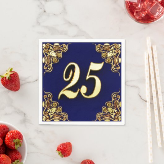 25e verjaardag of Jubileum Regal Gold en Blue Servet (Insitu)
