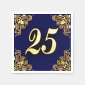 25e verjaardag of Jubileum Regal Gold en Blue Servet (Voorkant)