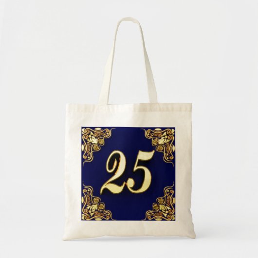 25e verjaardag of Jubileum Regal Gold en Blue Tote Bag (Voorkant)