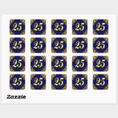 25e verjaardag of Jubileum Regal Gold en Blue Vierkante Sticker (Vel)