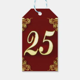 25e Verjaardag of Jubileum Regal Gold en Red Cadeaulabel