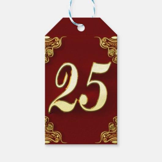 25e Verjaardag of Jubileum Regal Gold en Red Cadeaulabel (Voorkant)