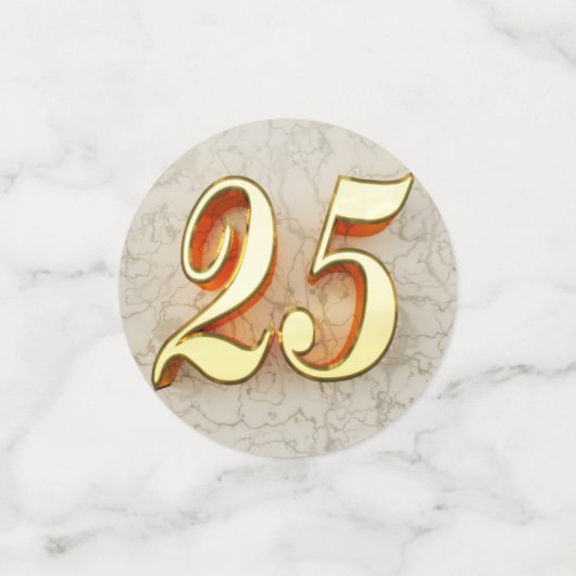 25e Verjaardag of Jubileum Regal Goud en Marmer Confetti (Kleine voorkant)