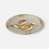 25e Verjaardag of Jubileum Regal Goud en Marmer Papieren Bordje (Gekanteld)