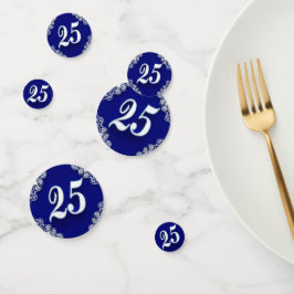 25e verjaardag of Jubileum Regal Silver Blue Confetti
