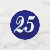 25e verjaardag of Jubileum Regal Silver Blue Confetti (Kleine voorkant)