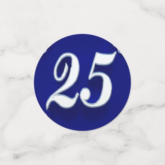 25e verjaardag of Jubileum Regal Silver Blue Confetti (Kleine voorkant)