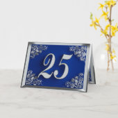 25e verjaardag of Jubileum Regal Silver Blue Kaart (Gele Bloem)