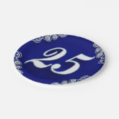 25e verjaardag of Jubileum Regal Silver Blue Papieren Bordje (Gekanteld)