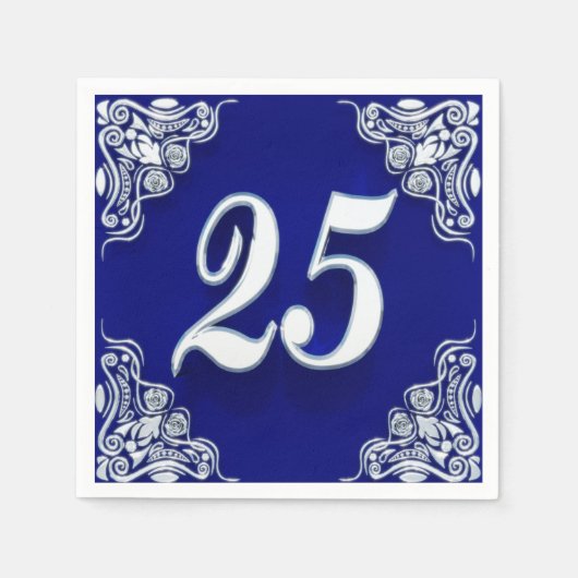 25e verjaardag of Jubileum Regal Silver Blue Servet (Voorkant)